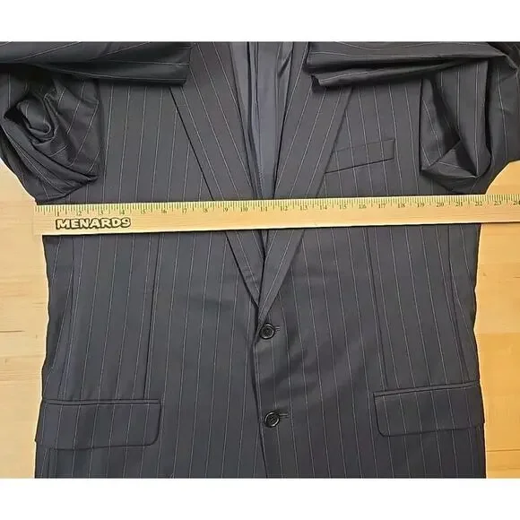 Hickey Freeman Blazer Mens Size 44R Loro Piana Tasmanian 130s Black Pinstripe